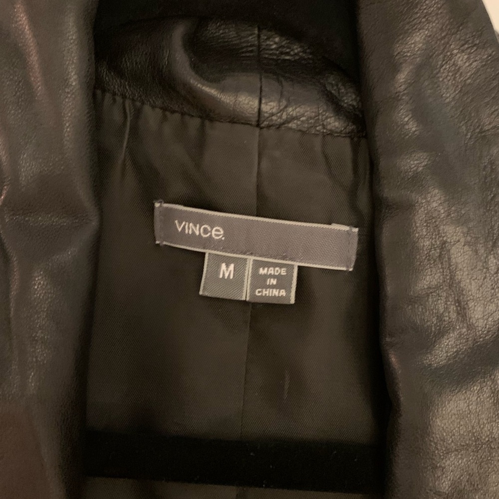 Vince Black Asymmetrical Linen Leather Vest - M View 6